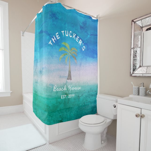 Wetter Blue Green Beach House Tropical Duschvorhang (Beispiel)