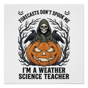 Wetter Lehrer Halloween Gruseliger Sensenmann Kürb Poster