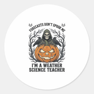 Wetter Lehrer Halloween Gruseliger Sensenmann Kürb Runder Aufkleber