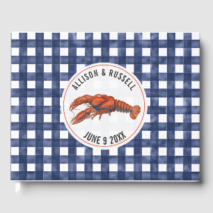 Wetterbericht Blue Gingham Hummer Coastal Wedding Gästebuch