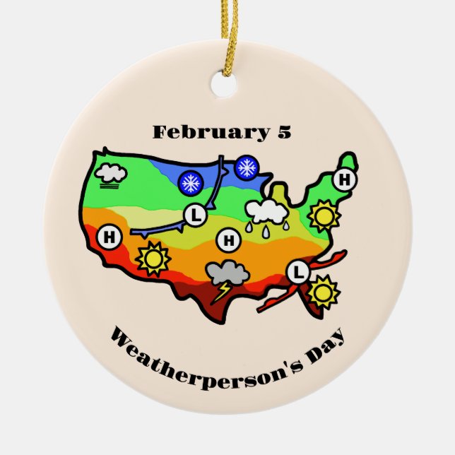 Wetterbesichtigung mit US-Prognoseplan Keramik Ornament (Vorne)