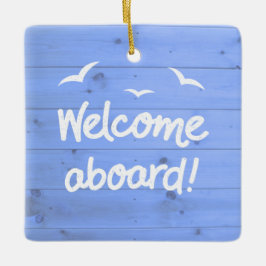 Wetterblau-Holz-Empfang an Bord Nautic Keramikornament