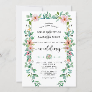 Wetterdestination Luau Tropical Floral Wreath Wedd Einladung
