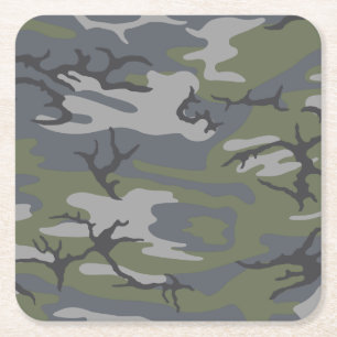 Wetterfertige Camouflage Rechteckiger Pappuntersetzer