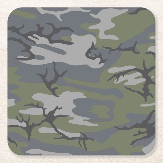 Wetterfertige Camouflage Rechteckiger Pappuntersetzer (Vorderseite)