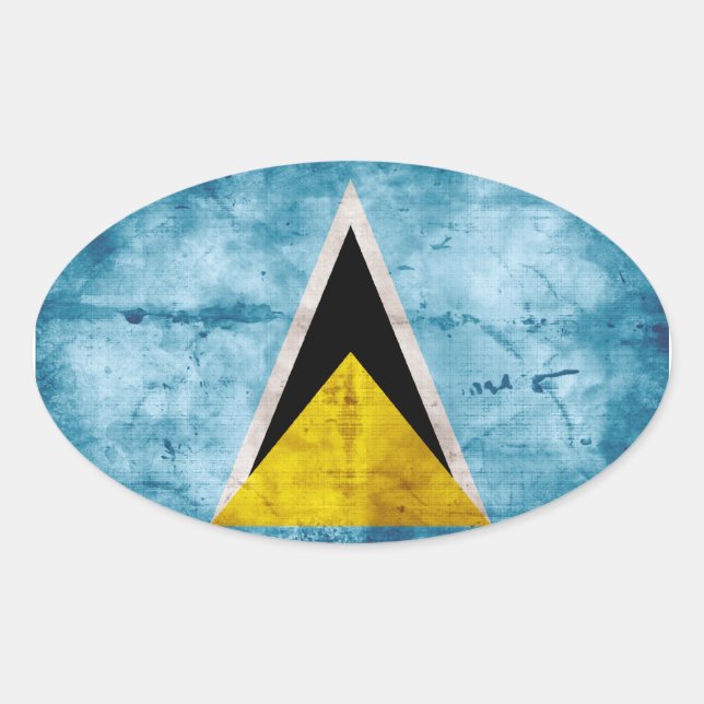 Wetterflagge Saint Lucian Ovaler Aufkleber (Vorderseite)
