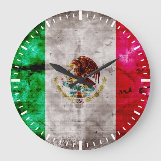 Wetterflagge Vintag Mexiko Große Wanduhr (Vorderseite)