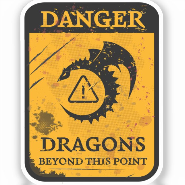 Wettergefahr: Drachen jenseits dieses Punktgrundes Aufkleber (Vorderseite)