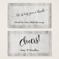 Wettergraues Holz Elegantes Script Drink Tickets