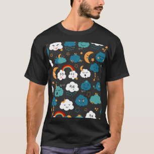 Wettervorhersage für Cartoon Nahtloses Muster T-Shirt