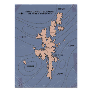Wettervorhersagungskarte der Shetland-Inseln Poster
