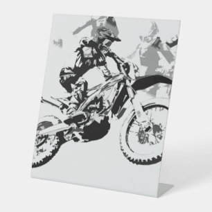 Wettlauf zu gewinnen - Motocross-Renner Sockelschild