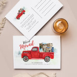 We've Moved Change of Address Moving Announcement Postkarte<br><div class="desc">Share your excitement about your move with friends and family! This classic vintage red truck watercolor we've moved announcement card has both decorative script,  and modern fonts you can easily customize by clicking the "Personalize" button. 

Planning a housewarming party? Easily customize this postcard to share the good news</div>