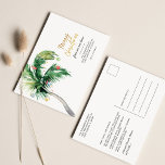 We've Moved Christmas Palm Tree Moving Coastal Ankündigungspostkarte<br><div class="desc">Christmas Holiday Coastal Moving Palm Tree Announcement you can easily customize by clicking the "Personalize" button. Add your custom message and names on the reverse side</div>