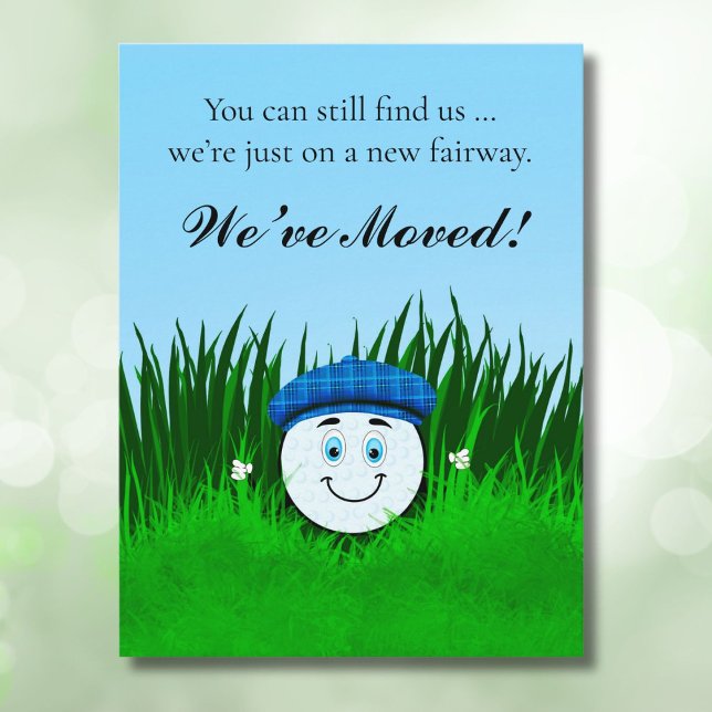 We've Moved Funny Golf Ball in Rough Personalized Postkarte (Von Creator hochgeladen)