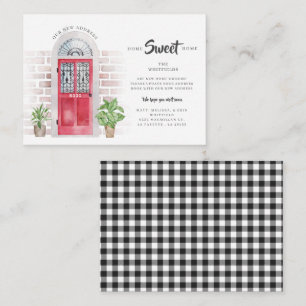 Weve Moved Gingham Red Door Moving Ankündigung