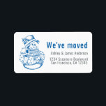 We've Moved Vintage Christmas Snowman New Address Adressaufkleber<br><div class="desc">We've moved return address label with a vintage Christmas snowman image, simply add your family name and address in blue and off-black stylish modern typography. Festive holiday moving announcement for your change of address. Exclusively designed for you by Happy Dolphin Studio. If you have any questions, please contact us through...</div>