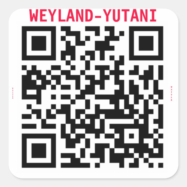 Weyland Yutani WAIVER Briefmarke Quadratischer Aufkleber (Vorderseite)