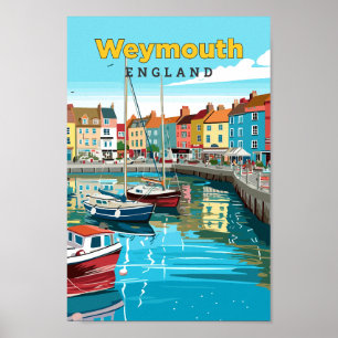Weymouth England Travel Art Vintag Illustration Poster
