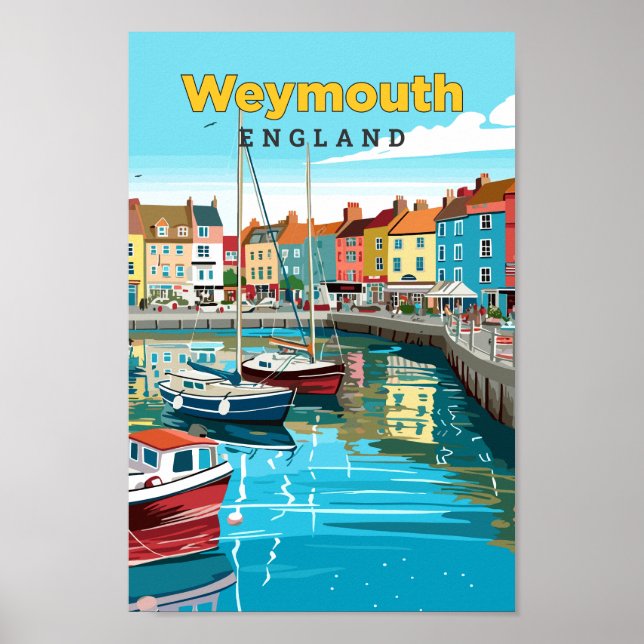 Weymouth England Travel Art Vintag Illustration Poster (Vorne)
