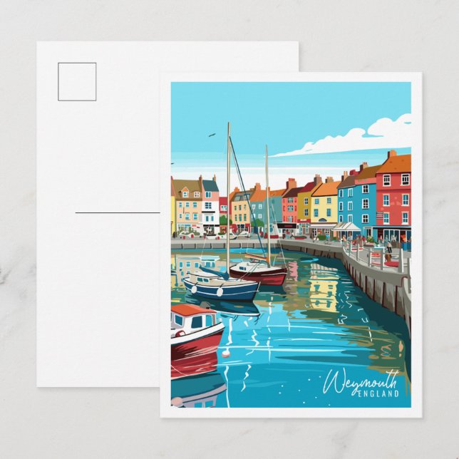 Weymouth England Vintage Illustration Postkarte (Vorne/Hinten)
