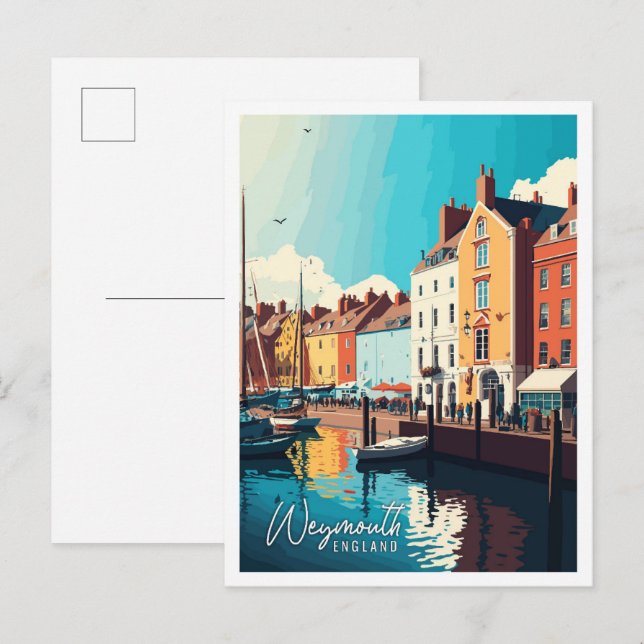 Weymouth England Vintage Illustration Postkarte (Vorne/Hinten)