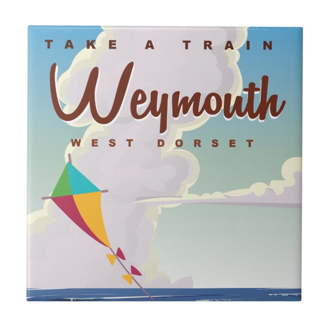 Weymouth England Vintages Urlaubsposter Fliese (Vorderseite)