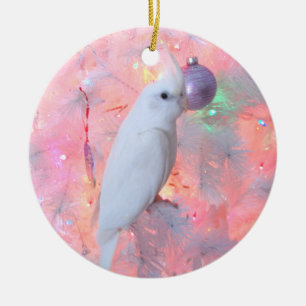 WF Lutino Cockatiel in der Keramik Ornament