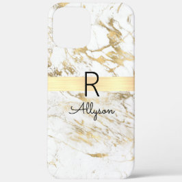Wh & Gold Marble Gold Bar, DIY Black Name Monogram Case-Mate iPhone Hülle