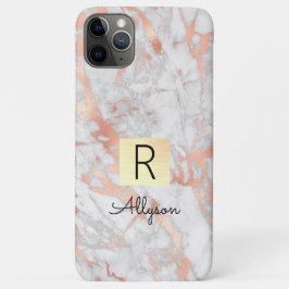 Wh & Rose Gold Marmor Box, Name & Monogram iP Case-Mate iPhone Hülle