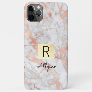 Wh & Rose Gold Marmor Gold Box, Name & Monogramm i Case-Mate iPhone Hülle
