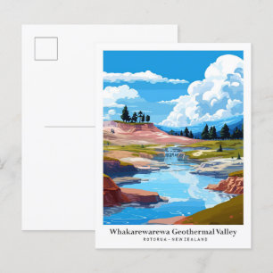 Whakarewarewa Geothermales Tal Kunst Reise  Postkarte
