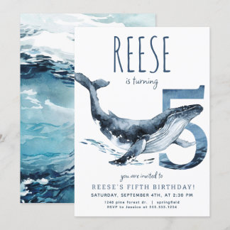 Whale 5. Geburtstag Einladung