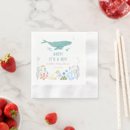 Whale Ahoy Es ist eine Baby-Dusche Serviette