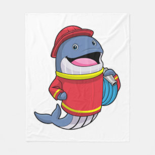 Whale als Feuerwehrmann mit Schlauch Fleecedecke