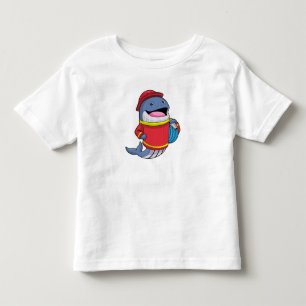 Whale als Feuerwehrmann mit Schlauch Kleinkind T-shirt