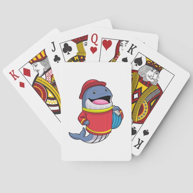 Whale als Feuerwehrmann mit Schlauch Spielkarten (Rückseite)