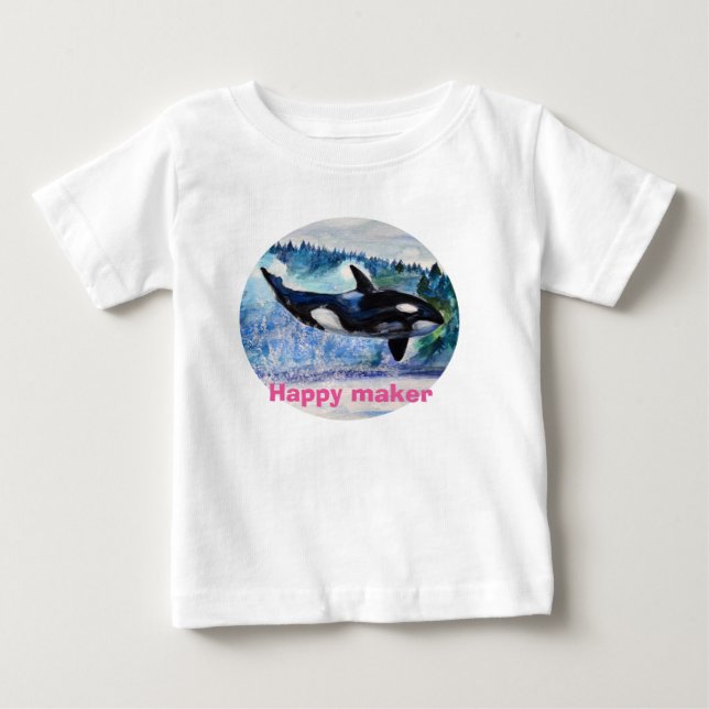 Whale Art Kleinkind Ruffle T-Shirt (Vorderseite)
