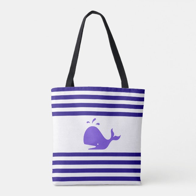 Whale auf blau-weiß gestreift tasche (Rückseite)