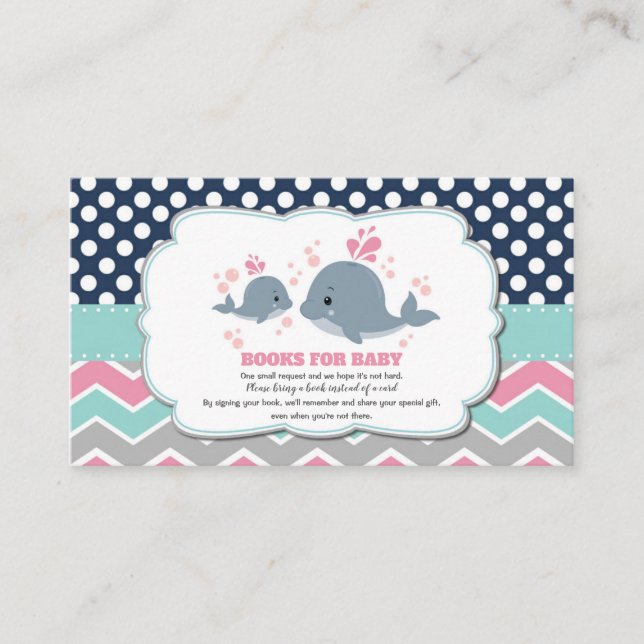 Whale Baby Dusche bringen ein Babymädchen mit Buch Begleitkarte (Vorderseite)
