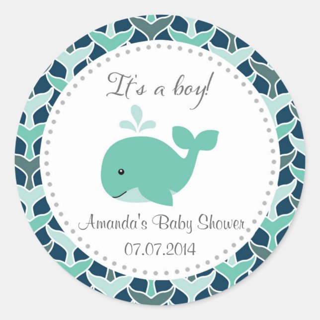 Whale Baby Dusche Es ist ein Babyaufkleber Runder Aufkleber (Vorderseite)