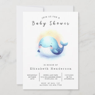 Whale-Baby-Dusche mit Wasser Einladung