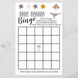 Whale Baby Dusche Schöne Dream Bingo Game Card Flyer