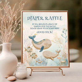 Whale Baby Dusche unter dem Sea Diaper Raffle Schi Poster