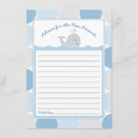 Whale Baby Shower Advice Card - Mod Blue Circles