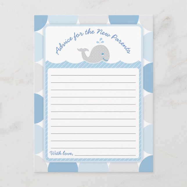 Whale Baby Shower Advice Card - Mod Blue Circles Hinweiskarte (Vorderseite)