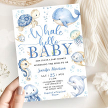 Whale Baby Shower Boy Blue Ocean