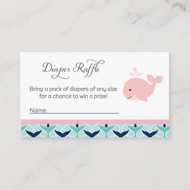 Whale Baby Shower Diaper Raffles Tickets Begleitkarte (Vorderseite)