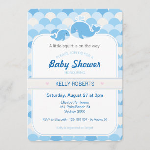 Whale Baby Shower Einladung - Blue