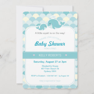 Whale Baby Shower Einladung - Türkis